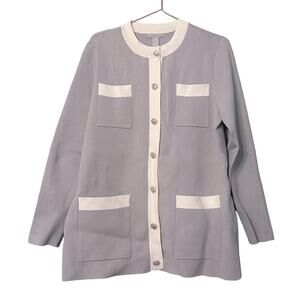 H&M Gray and Cream Cardigan Sweater MD